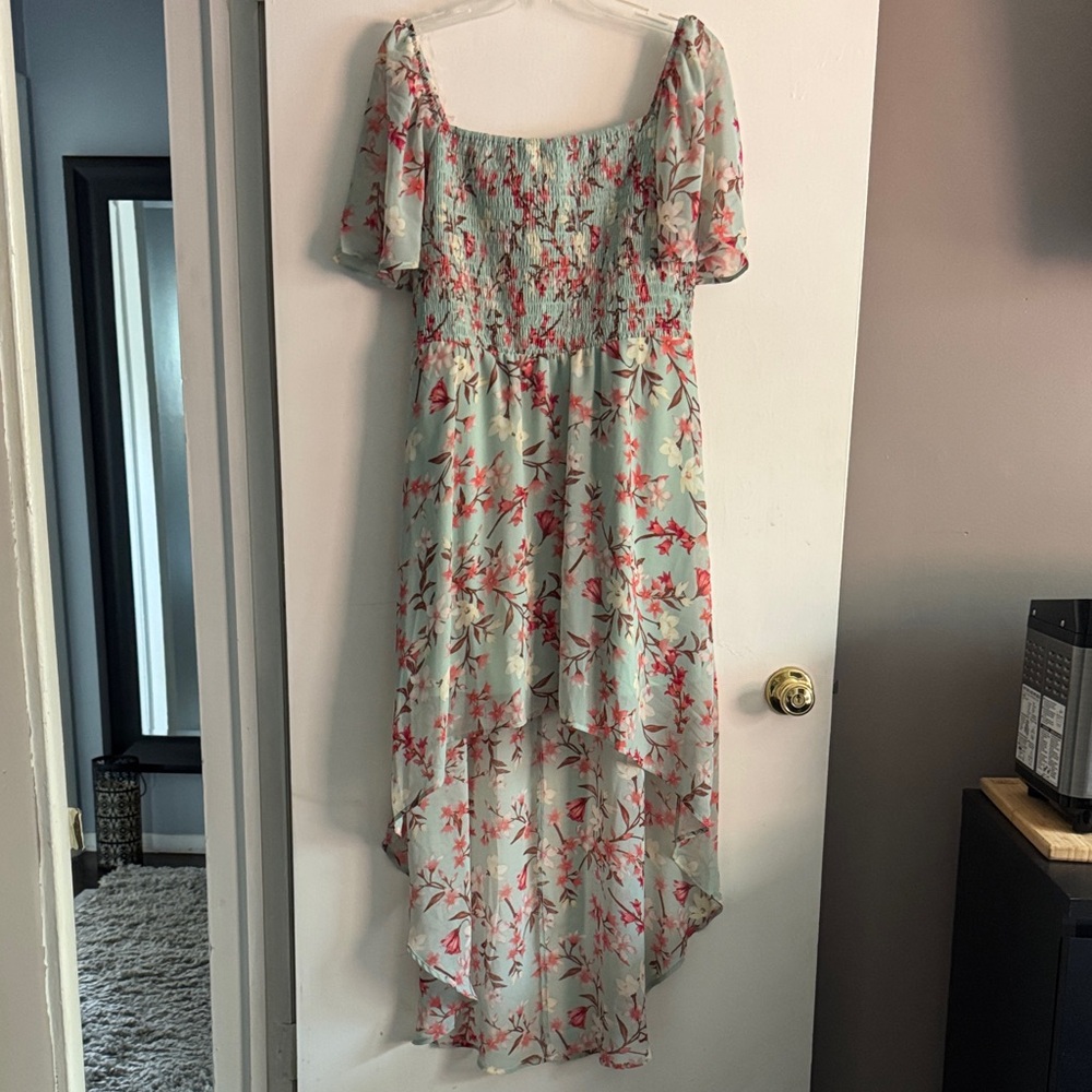 As U Wish High Low Dress - Mint and Coral Floral XL NWT